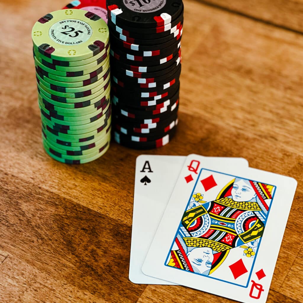 Ace Queen With Poker Chips